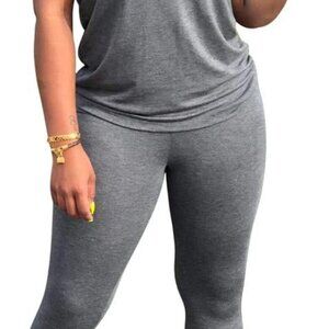 Versatile Women's Tracksuit: Long Sleeve Top & Stylish Jogger Leggings in Grey